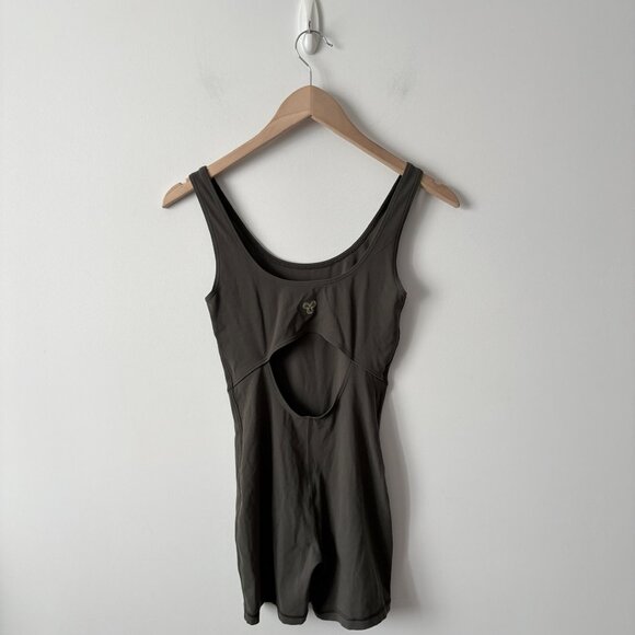Aritzia Golden ButterSway Romper Back Cutout Dark Brown Green Size XS - Picture 4 of 5